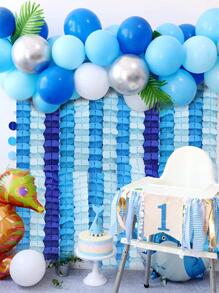 6入組四葉草花環派對藍白色飄帶紙巾紙懸掛花花環適用於冷凍派對寶寶派對裝飾用品 - 寶藍色 - 查看 2