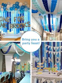 6入組四葉草花環派對藍白色飄帶紙巾紙懸掛花花環適用於冷凍派對寶寶派對裝飾用品 - 寶藍色 - 查看 6