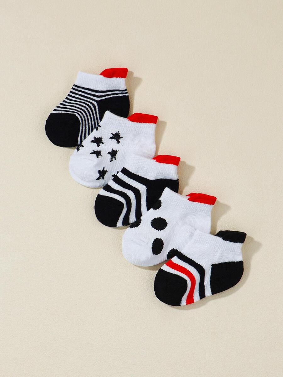 5 đôi Vớ mắt cá chân thông thường họa tiết sọc & ngôi sao cho bé cho mùa xuân hè - Nhiều màu - Xem 1