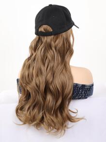 Long Fluffy Wavy Curly Wigs With Hat Baseball Cap Seamless Connection Hair Extensions For Women Synthetic Natural Fake Hairpiece Adjustable Hat Wig - Ombre - View 3