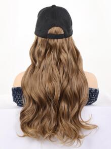 Long Fluffy Wavy Curly Wigs With Hat Baseball Cap Seamless Connection Hair Extensions For Women Synthetic Natural Fake Hairpiece Adjustable Hat Wig - Ombre - View 2