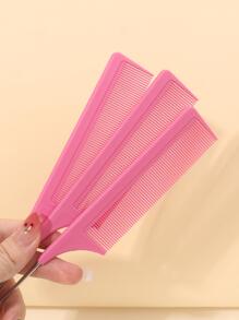 Rat Tail Comb,3Pcs/Set Heat Resistant Mouse Tail Comb With Stainless Steel Pin, Anti-Static Heat Resistant Styling Hair Comb, Braiding Comb, Perfect For Hair Styling - Pink - View 3