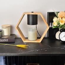 1pc Wooden Table Lamp, Modernist Geometric Design Lantern Table Lamp For Bedroom - Ginger - View 3