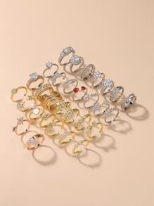 10枚/套 隨機華麗款式女士戒指套裝 - 彩色 - 查看 1