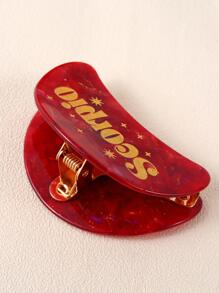 字母圖案髮爪 - 酒紅色 - 查看 3