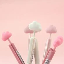 3pcs/pack Pink Cute Cloud Shape Click Ballpoint Pen - Pink - View 5