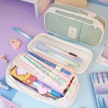 可愛大容量防水筆袋適用於學校用品 - 軍綠色 - 查看 7