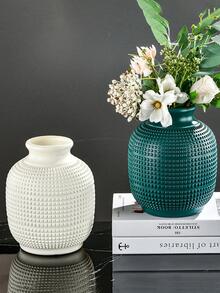 1 pieza Florero de plástico flor minimalista unicolor para casa - Blanco - Ver 4
