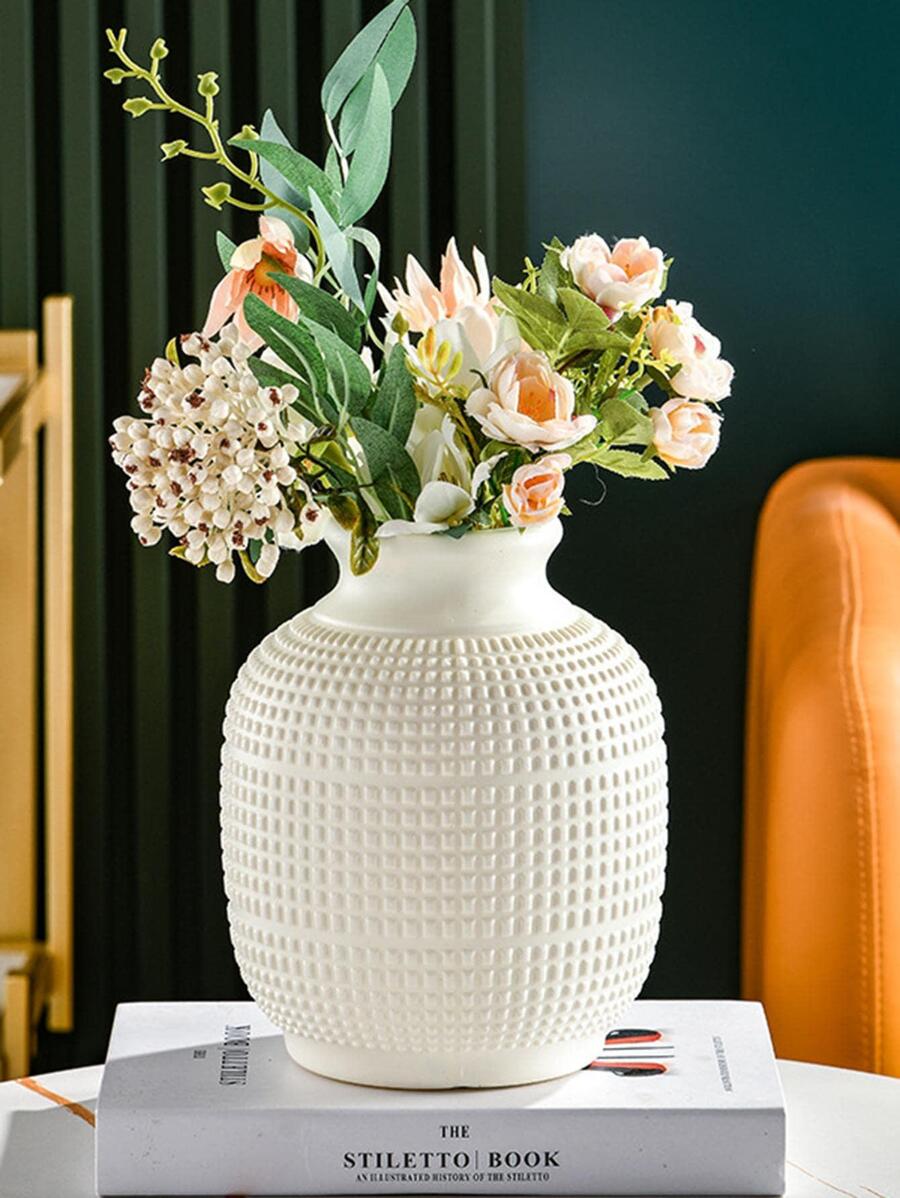 1 pieza Florero de plástico flor minimalista unicolor para casa - Blanco - Ver 1