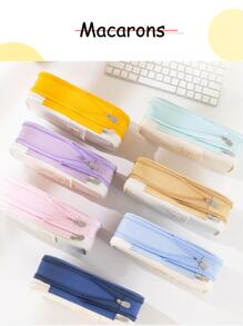 Kawaii鉛筆盒掛袋大容量組織筆盒韓式女孩返校用品配件文具袋 - 淡紫色 - 查看 7