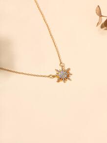 1pc Fashion Zinc Alloy Rhinestone Star Pendant Necklace For Women For Gift - Yellow Gold - View 4