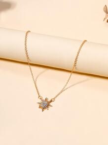 1pc Fashion Zinc Alloy Rhinestone Star Pendant Necklace For Women For Gift - Yellow Gold - View 3