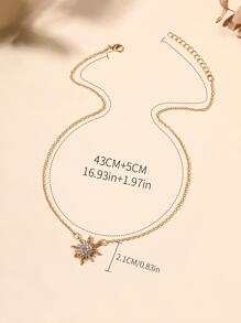 1pc Fashion Zinc Alloy Rhinestone Star Pendant Necklace For Women For Gift - Yellow Gold - View 5