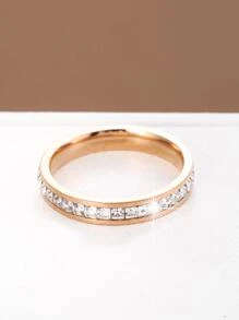 1 Chiếc Nhẫn Trang Trí Đính Đá Cubic Zirconia Quyến Rũ Cho Phụ Nữ Để Trang Trí Hàng Ngày - Hoa hồng vàng - Xem 2