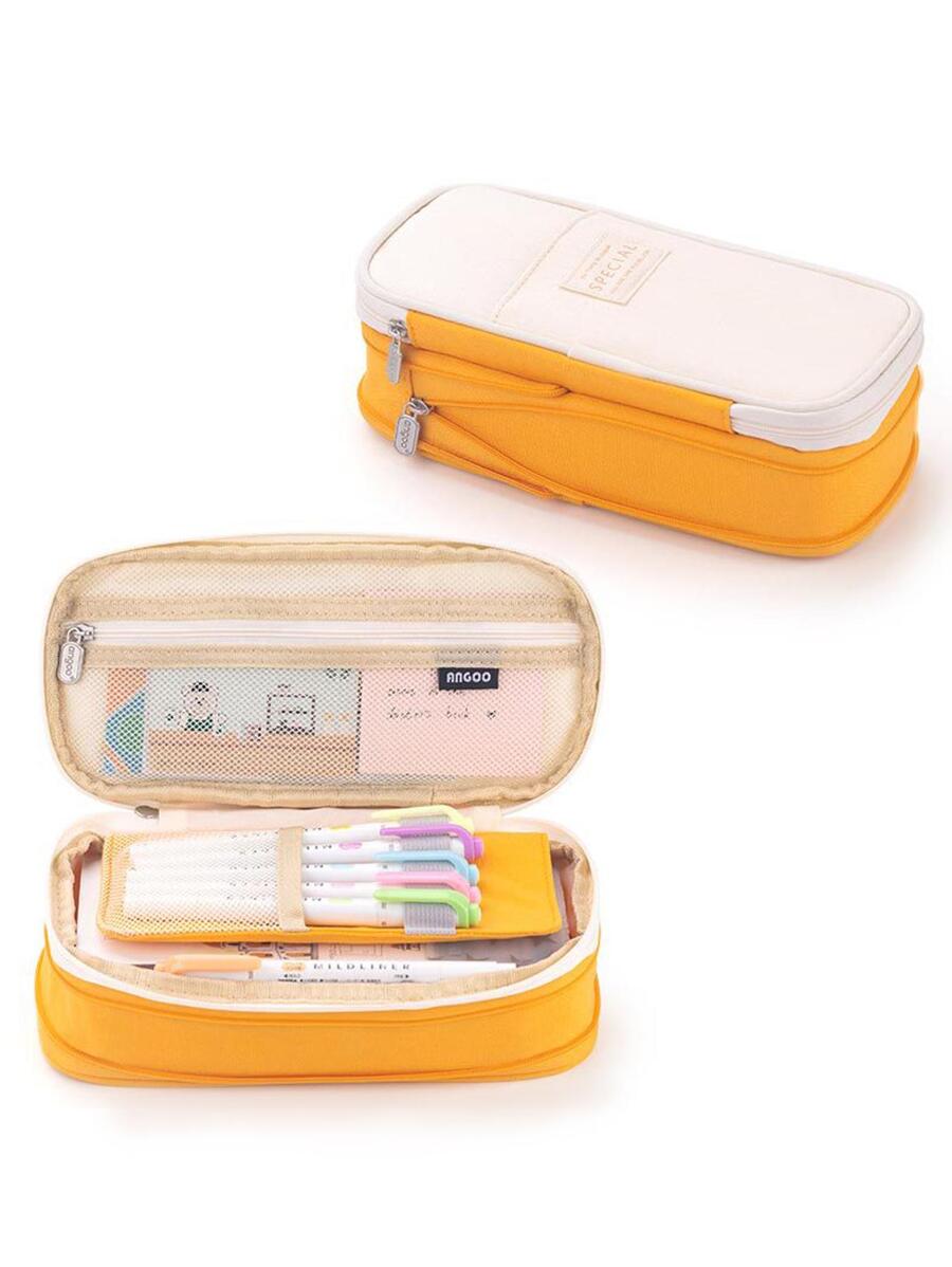 可愛的鉛筆盒袋,大容量組織筆盒袋,韓國款式,適用於女生返校文具配件