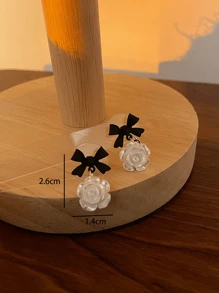 Flower & Bow Decor Drop Earrings Valentines,Mom,Mother,Mother's Day,Gift - Multicolor - View 2