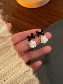 Flower & Bow Decor Drop Earrings Valentines,Mom,Mother,Mother's Day,Gift - Multicolor - View 4