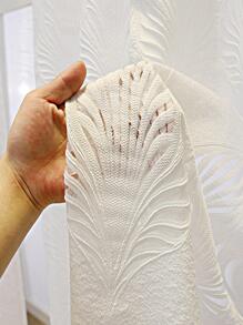 1 pieza Cortina blanco sencillo moderno con diseño de hoja transparente , puede ser en sala de estar con dormitorio - Blanco - Ver 4