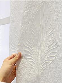 1 pieza Cortina blanco sencillo moderno con diseño de hoja transparente , puede ser en sala de estar con dormitorio - Blanco - Ver 5