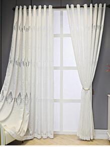 1 pieza Cortina blanco sencillo moderno con diseño de hoja transparente , puede ser en sala de estar con dormitorio - Blanco - Ver 7