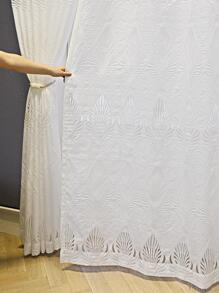 1 pieza Cortina blanco sencillo moderno con diseño de hoja transparente , puede ser en sala de estar con dormitorio - Blanco - Ver 6
