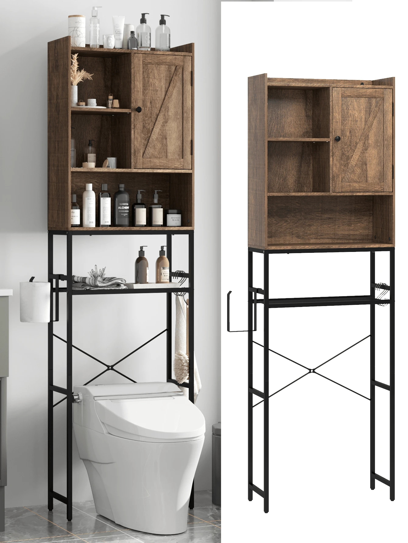 4-Tier Bathroom Organizer Over Toilet, Over The Toilet Storage Cabinet, Above Toilet Storage ...