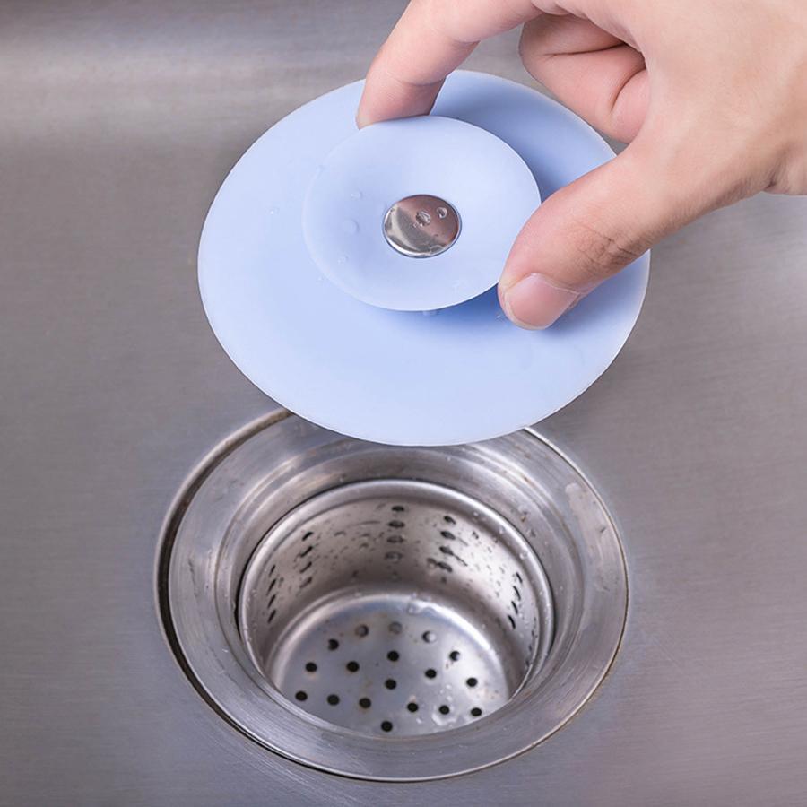 1pc Sink Stopper Silicone Bathtub Stopper, Kitchen Sink Drain Strainer, Bathroom Drain Plug Drain Stopper, Shower Drain Sink Cover With Hair Strainer, Laundry Sink Drain Stopper (3 Colors) Kitchen Items Kitchen Accessories Kitchen Tools - Blue - View 1