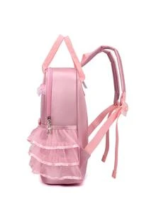 Chicas 1 pieza Mochila rosado con diseño de fruncido con diseño de lazo - Rosa - Ver 5