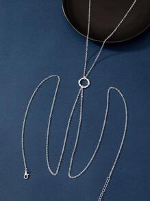 1pc New Arrival European And American Fashion Trending Beach Bikini Chest Chain Body Chain With Round Pendant - Silver - View 5