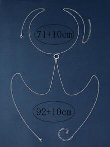 1pc New Arrival European And American Fashion Trending Beach Bikini Chest Chain Body Chain With Round Pendant - Silver - View 6