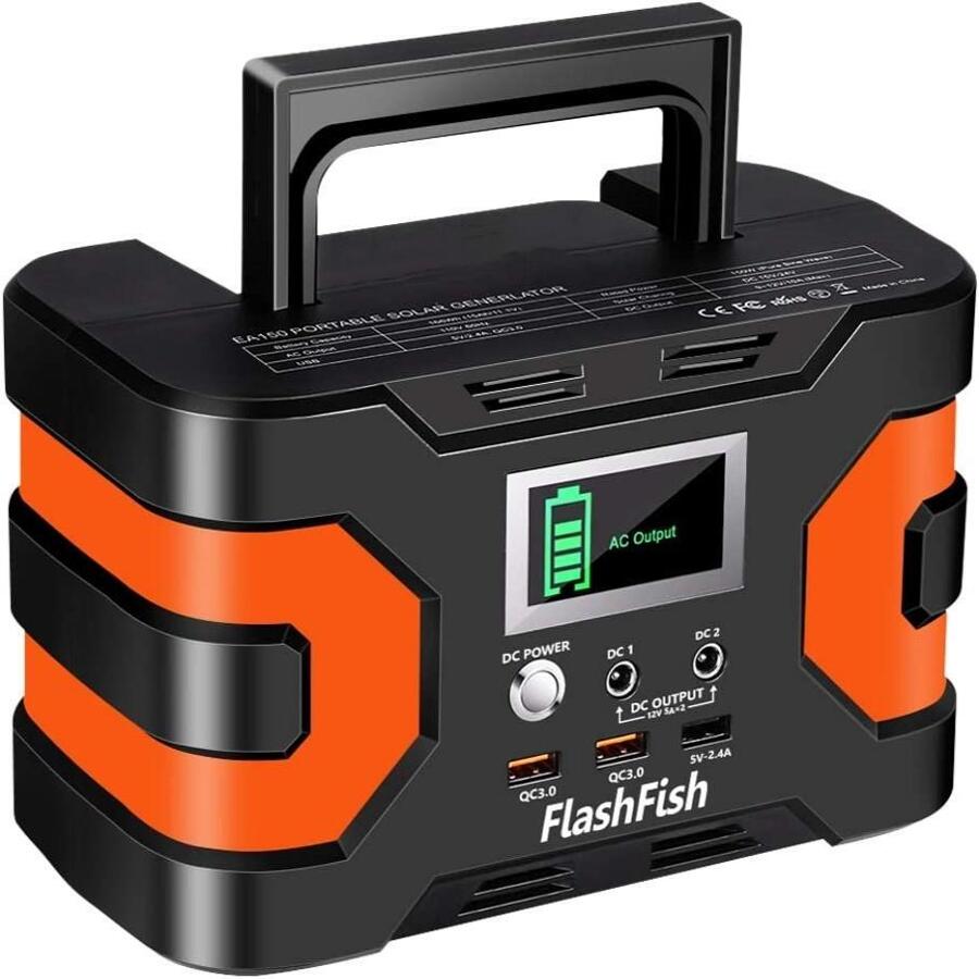 FF Flashfish 200W Peak Power Station, Flashfish CPAP Battery 166Wh 45000mAh Backup Power Pack 110V 150W Lithium Battery Pack Camping Solar Generator For CPAP Camping Home Emergency Power Supply - Black - View 1