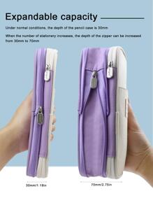 Kawaii鉛筆盒掛袋大容量組織筆盒韓式女孩返校用品配件文具袋 - 淡紫色 - 查看 4