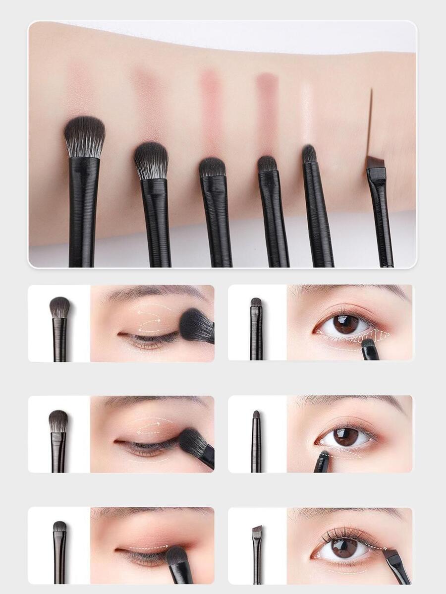 6Pcs Soft Brush Eyeshadow Blending Brush Smudge Brush Eyeliner Brush For Eye Makeup