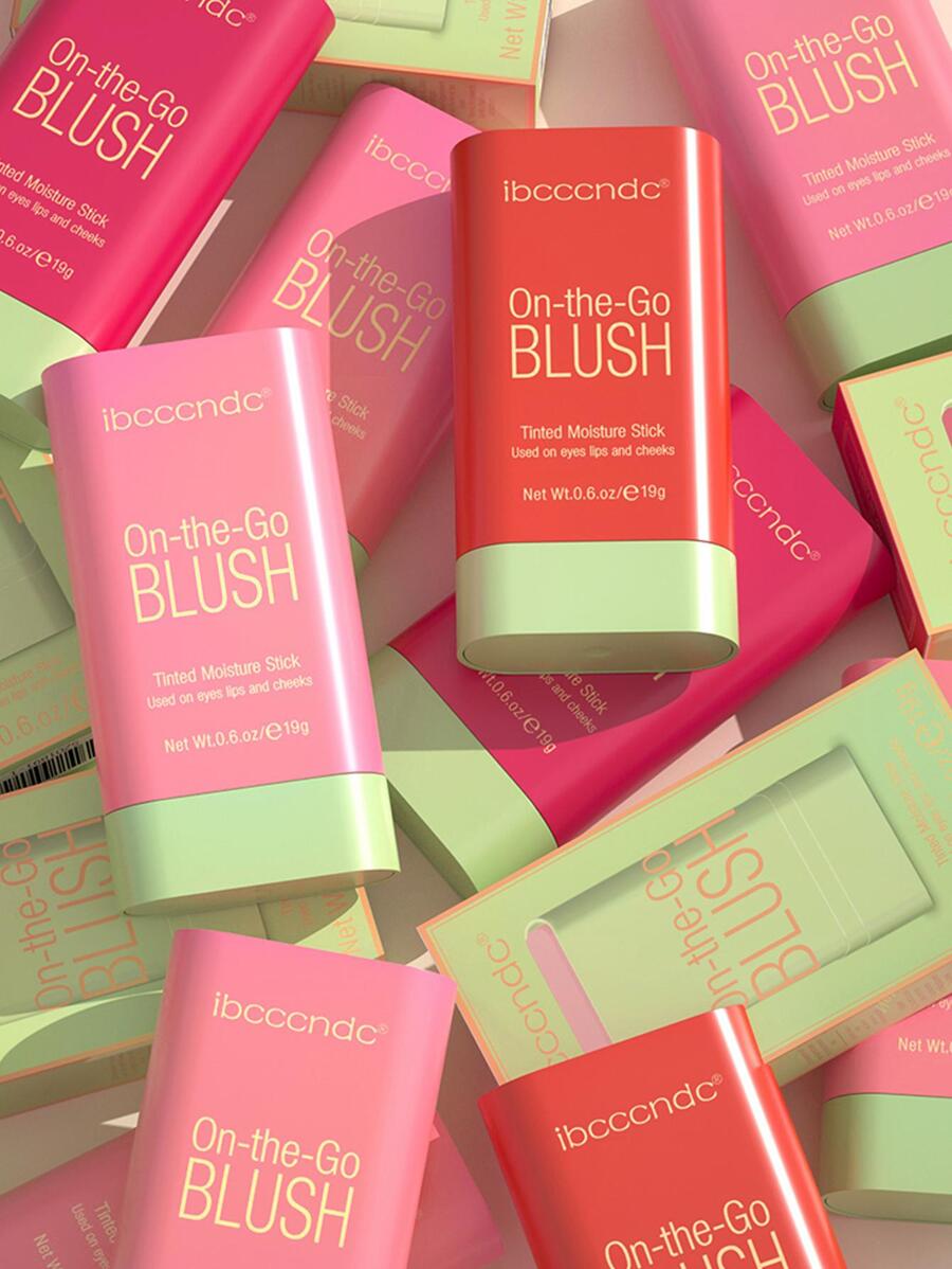 ibcccndc 1支保湿腮红棒，多用途彩妆腮红棒，持久防水面部彩妆产品，彩色固体保湿棒，可用于脸颊、眼部和唇部 #珊瑚橙