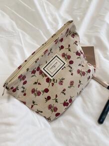 灯芯绒复古玫瑰女士化妆包，大容量灯芯绒旅行化妆包，非常适合外出美容！化妆品收纳袋化妆品收纳袋迷你袋旅行小化妆盒配件化妆架刷子包化妆品容器化妆包旅行必需品女士配饰旅行用品 - 彩色 - 查看 2