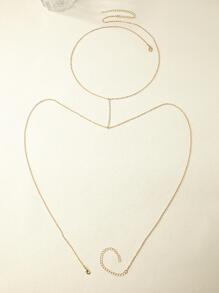 1件欧美时尚性感身体链，清爽金属沙滩风极简主义身体饰品 - 金色 - 查看 2