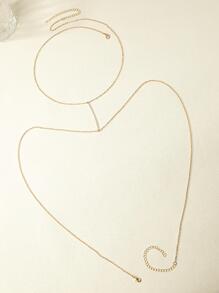 1件欧美时尚性感身体链，清爽金属沙滩风极简主义身体饰品 - 金色 - 查看 3