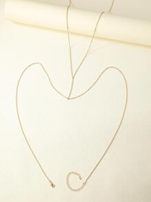 1件欧美时尚性感身体链，清爽金属沙滩风极简主义身体饰品 - 金色 - 查看 5