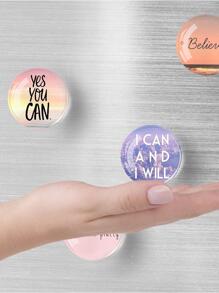 4pcs/Set Random Sent Inspirational Phrases Crystal Glass Refrigerator Magnetic Whiteboard Sticker For Creative Diy Best Gifts Birthday Graduation - Multicolor - View 6