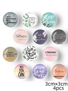 4pcs/Set Random Sent Inspirational Phrases Crystal Glass Refrigerator Magnetic Whiteboard Sticker For Creative Diy Best Gifts Birthday Graduation - Multicolor - View 2