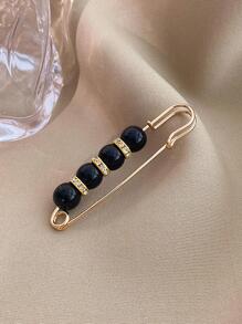 2pcs Faux Pearl Decor Pin Design Waist Pin Summer, School Fall, Autumn, Halloween - Black - View 3