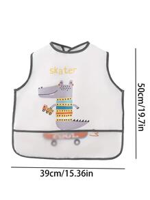Baby Waterproof And Breathable Apron For Spring, Children's Reversible Protective Clothing Smock - White - View 4