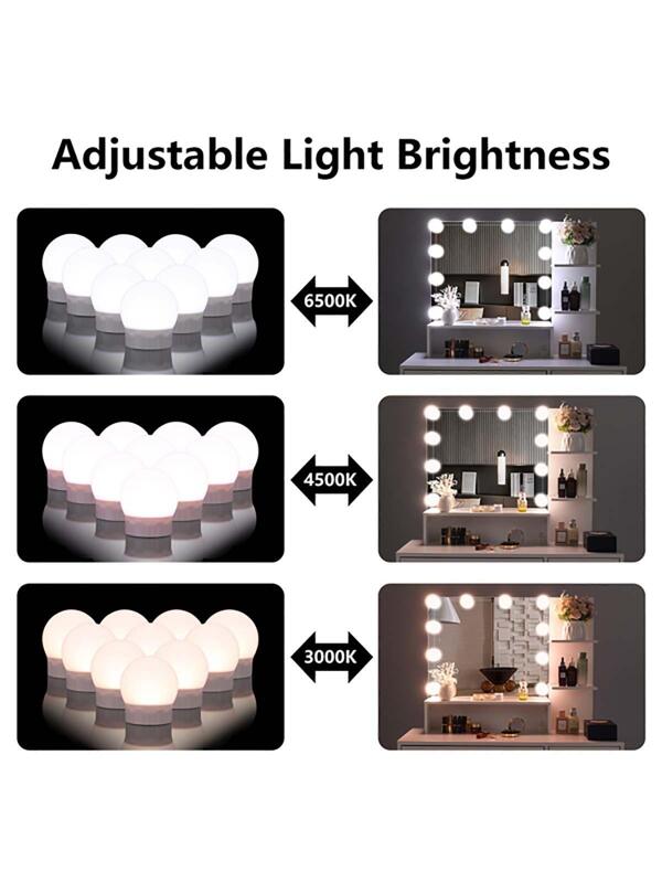 35" Vanity Desk,Vanity Mirror with Lights and Table Set with 3 Shelves