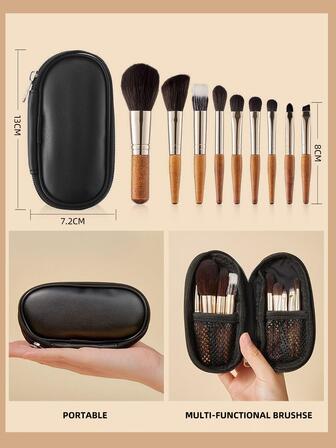 9件套铝制便携式粉底刷、眉刷、修容刷、化妆刷套装，化妆刷组合，化妆刷套装，全套化妆刷，化妆刷套装，全套化妆工具，化妆刷套装，化妆刷套装，化妆礼盒套装