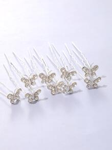 20 cái Quý cô Trang trí kim cương Hình chữ-U Ghim cài tóc , Hoa & Bướm Hình dạng Đa chức năng Phụ kiện tóc Dễ thương - Bạc - Xem 3