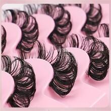 False Eyelashes,10 Pairs Strip Lashes Natural Look False Eyelashes 3D Effect Wispy Fluffy Curly Lashes Fake Eyelashes False Eyelashes Strip For Party Club - Black - View 5