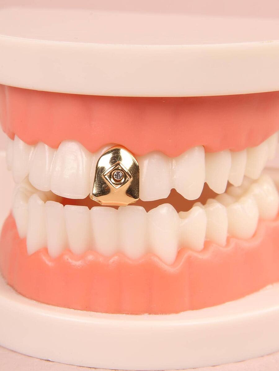 1 pieza Joya de brackets dentales con diseño de diamante de imitación - Amarillo Oro - Ver 1