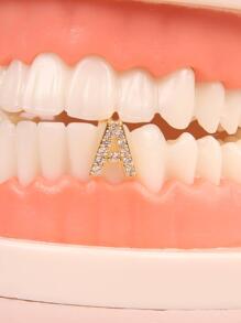 1pc Letter A Decor Dental Brace Jewelry - Yellow Gold - View 1