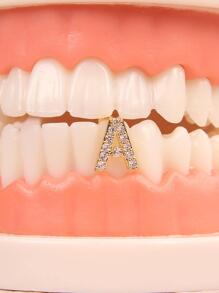 1pc Letter A Decor Dental Brace Jewelry - Yellow Gold - View 4