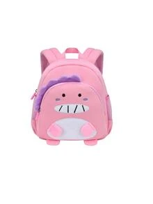 Chicas 1 pieza Mochila clásica dinosaurio detalle cremallera - Rosa - Ver 1